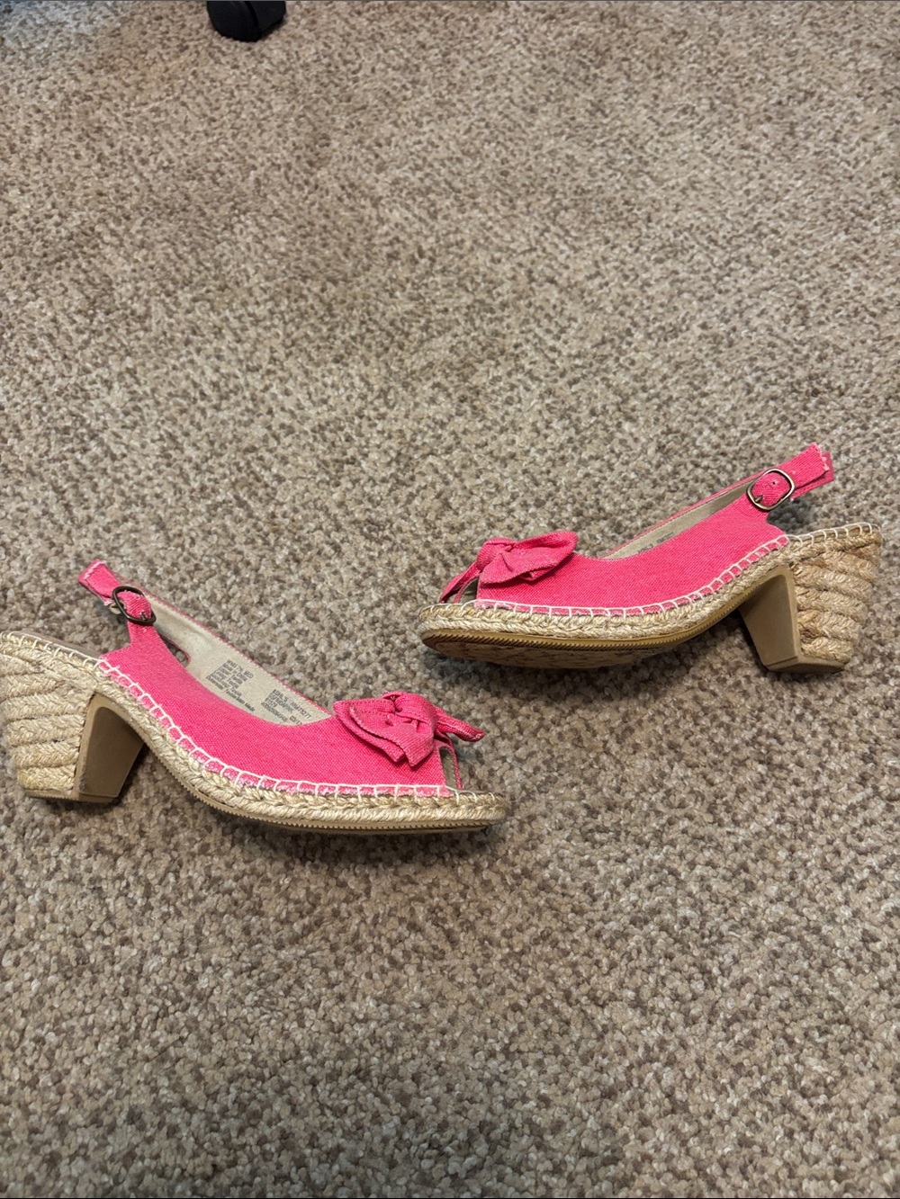 Women's Pink Slingback Espadrille Heels with Bow 7.5